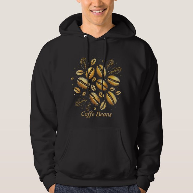 Golden Coffee Beans T-Shirt – Luxurious Black & Go Hoodie (Front)