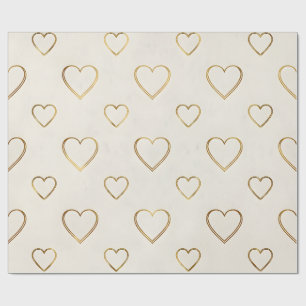 Golden color heart wrapping paper