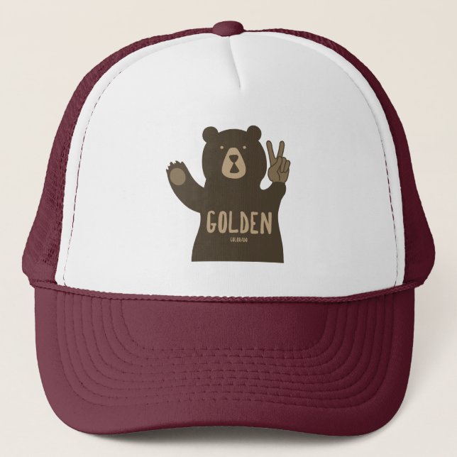 Golden Colorado Peace Bear Trucker Hat (Front)