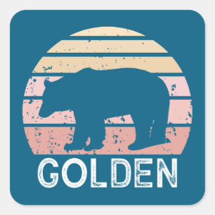 Golden Colorado Retro Bear Square Sticker