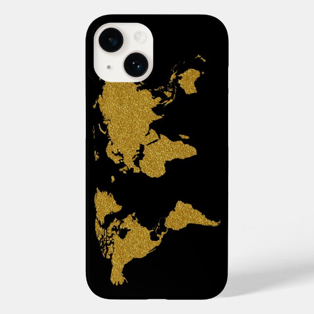 golden-colour map of Earth Case-Mate iPhone Case (Back)