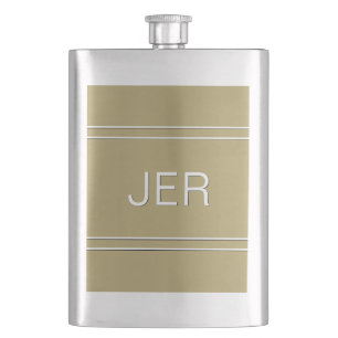 Golden Colour Personalised Monogram Initials  Drin Hip Flask