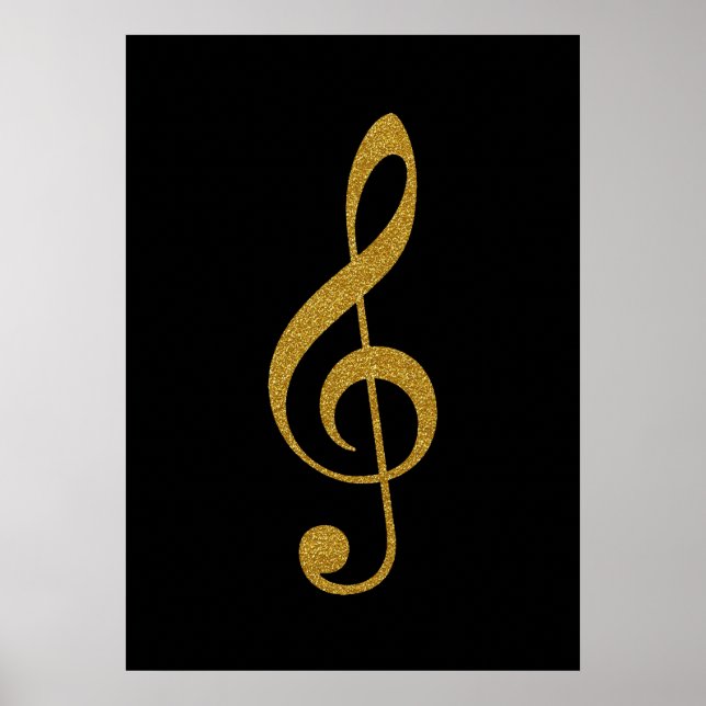 golden-colour treble clef music poster (Front)