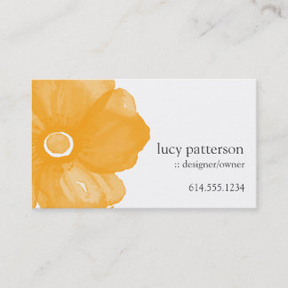 Golden Colour Watercolor Flower Business Cards