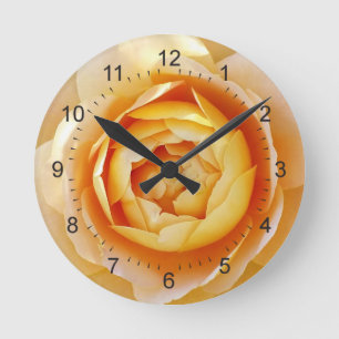 Golden coloured rose round clock