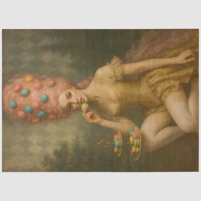 Golden Confection Muse – Macaron Rococo Decoupage Tissue Paper (Front)