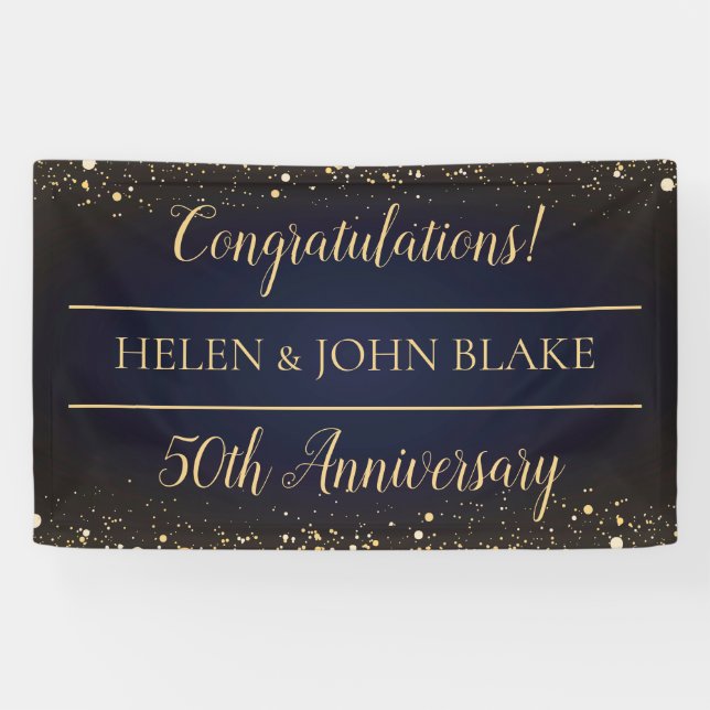 Golden Confetti 50th Anniversary Banner (Horizontal)