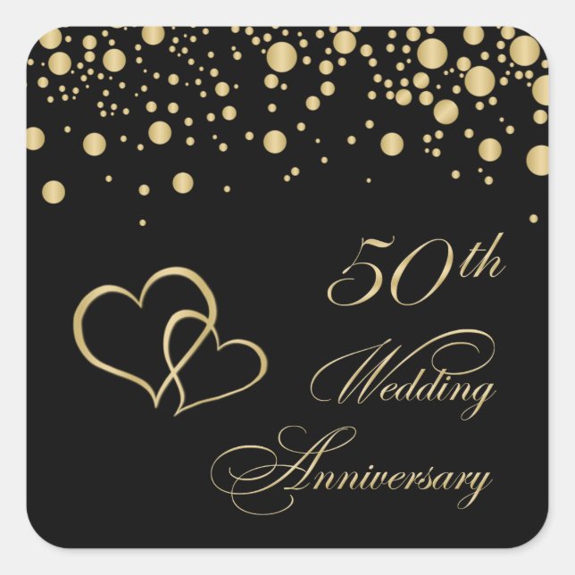 Golden confetti 50th Wedding Anniversary Sticker (Front)