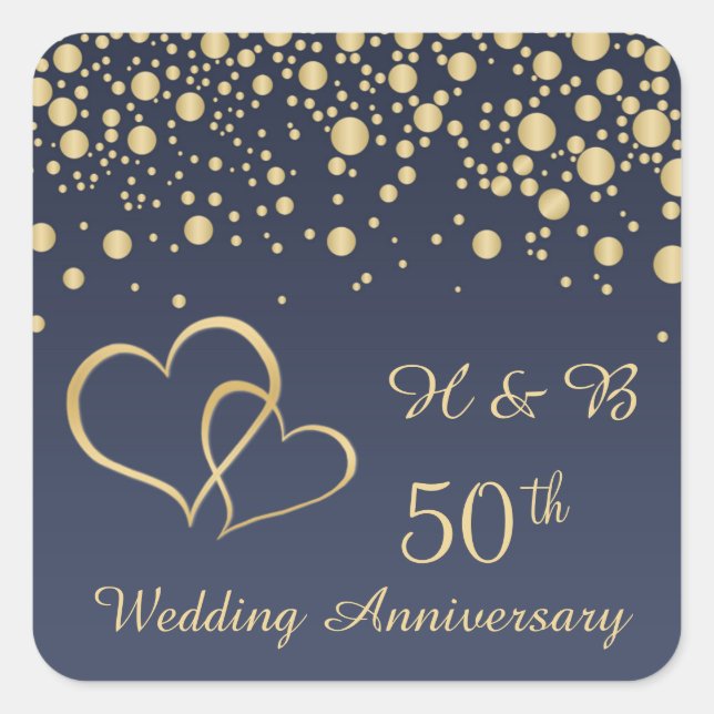 Golden confetti 50th Wedding Anniversary Sticker (Front)