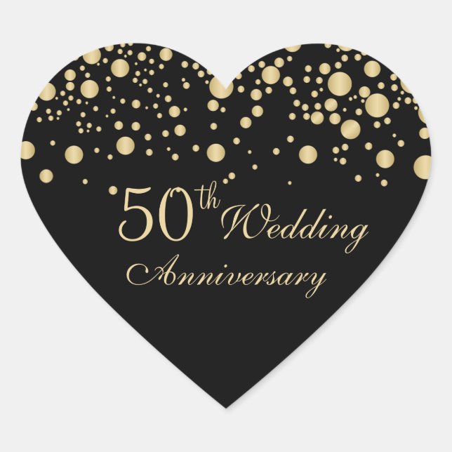 Golden confetti 50th Wedding Anniversary Sticker (Front)
