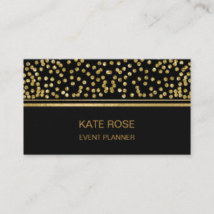Golden Confetti Glam Golden Black Vip Business Card
