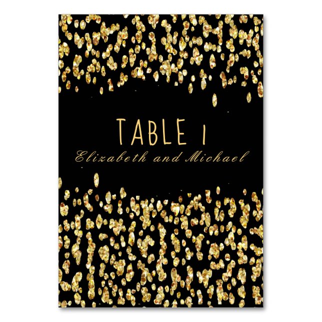 Golden Confetti Glitter Table Number (Front)