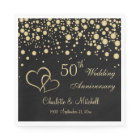 Golden confetti, hearts 50th Wedding Anniversary