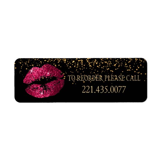 Golden Confetti & Hot Pink Lips 2 - Reorder Return Address Label