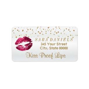 Golden Confetti & Hot Pink Lips Label