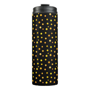 Golden Confetti on Black Thermal Tumbler