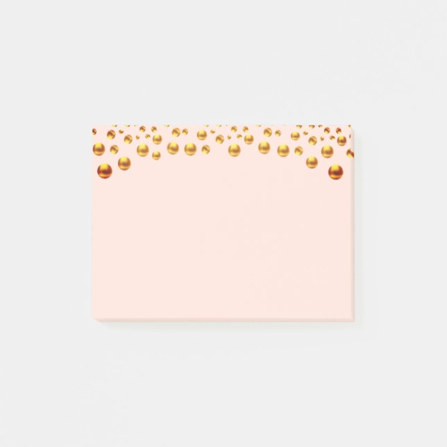 Golden Confetti on Coral Pink Post-It Notes (Front)