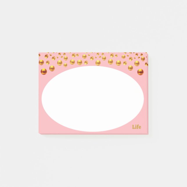 Golden Confetti on Pink Post-it Notes (Front)