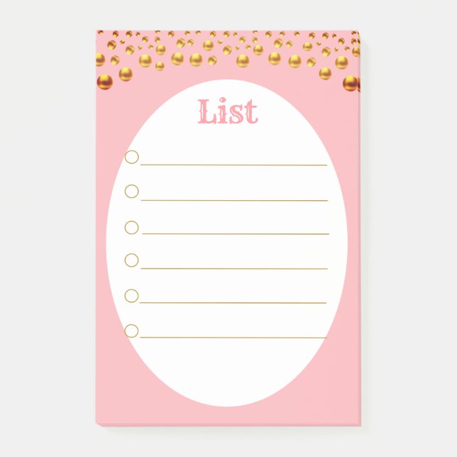 Golden Confetti on Pink Post-it Notes (Front)