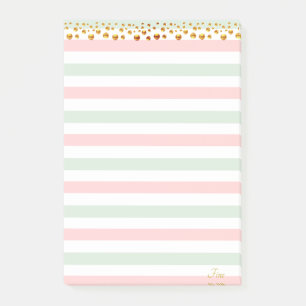Golden Confetti & Pastel Colours Personalised Post-it Notes