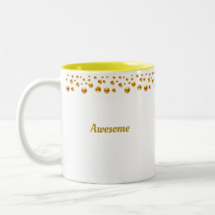Golden Confetti & Personalised Text on White Two-Tone Coffee Mug