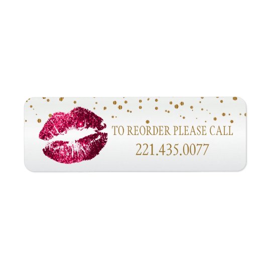 Golden Confetti & Pink Lips 2 - Reorder Return Address Label