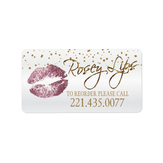 Golden Confetti & Pink Rose Lips - Reorder Address Label