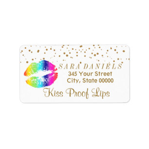 Golden Confetti & Rainbow Lips Label
