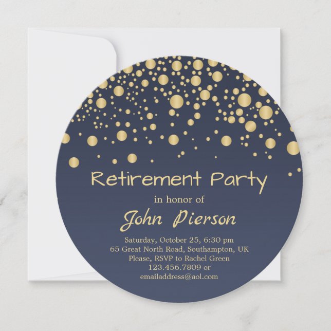 Golden confetti Retirement Party Invitation (Front)