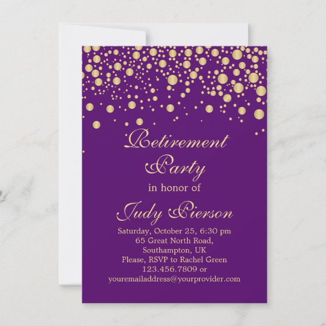 Golden confetti Retirement Party Invitation (Front)