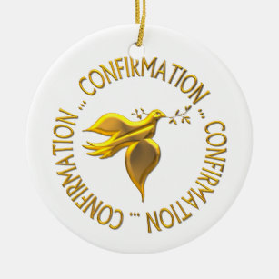 Golden Confirmation and Holy Spirit Ceramic Tree Decoration