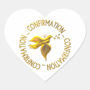 Golden Confirmation and Holy Spirit Heart Sticker