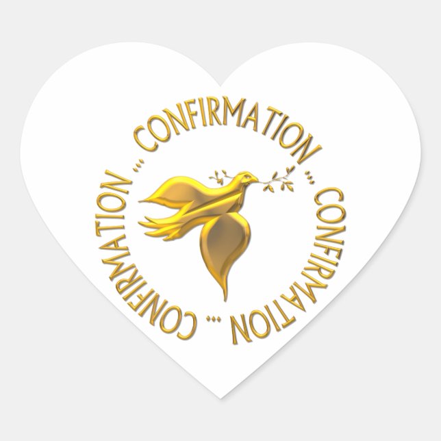 Golden Confirmation and Holy Spirit Heart Sticker (Front)