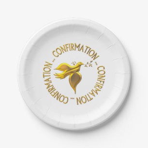 Golden Confirmation and Holy Spirit Paper Plate