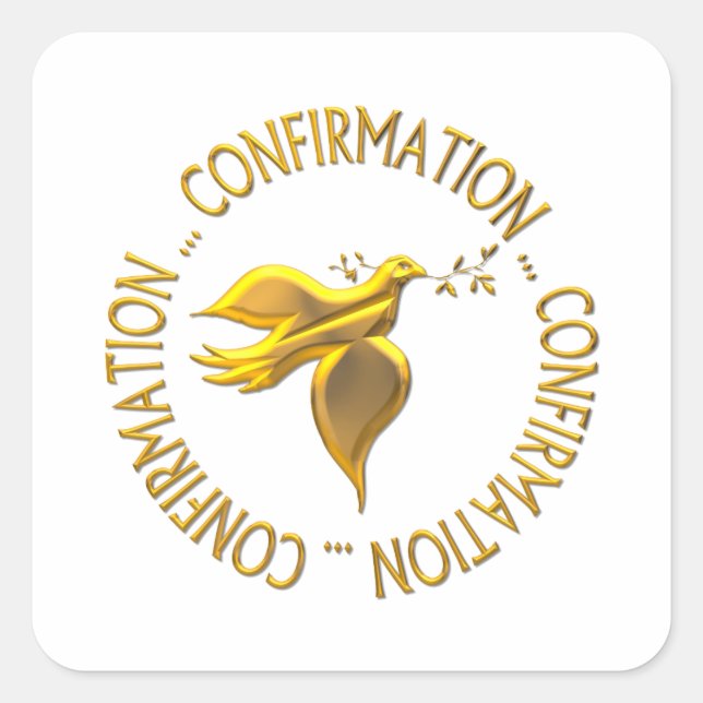 Golden Confirmation and Holy Spirit Square Sticker (Front)