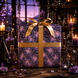 Golden Constellation Galaxy Stars Night Sky Wrapping Paper
