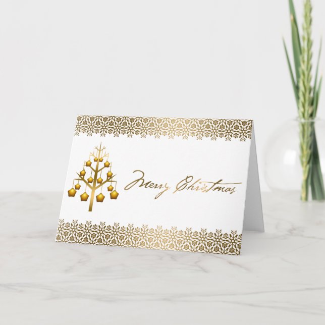 Golden Contemporary Christmas Holiday Card (Front)
