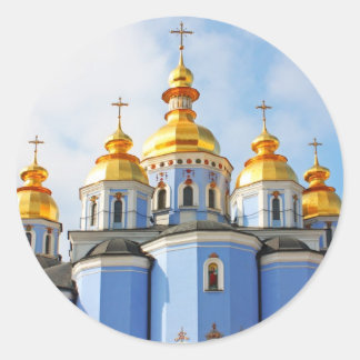 Golden copes of in cathedral in Kiev Classic Round Sticker