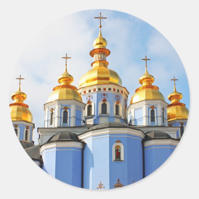 Golden copes of in cathedral in Kiev Classic Round Sticker (Front)