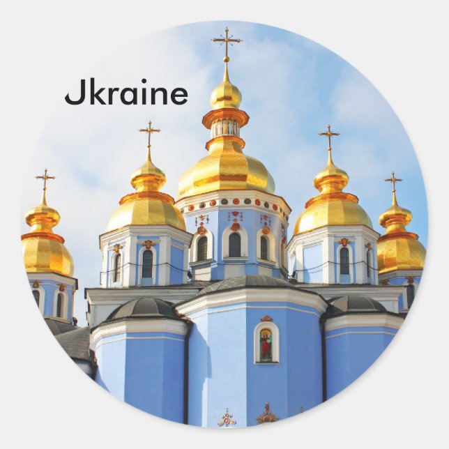 Golden copes of in cathedral in Kiev, Ukraine Classic Round Sticker (Front)