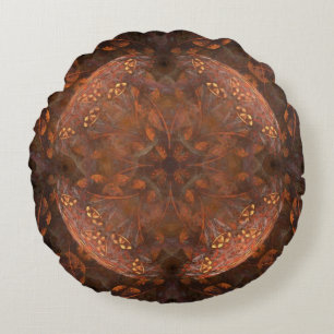 Golden Copper Shimmer Round Cushion