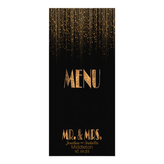 Golden Copper Star Shower and Black - Menu (Front)