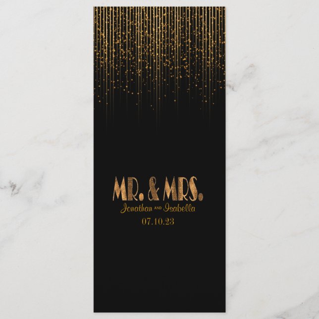 Golden Copper Star Shower Wedding Program Programme (Front)