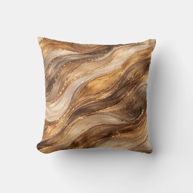 Golden Copper Waves Abstract Pattern Leggings Cushion (Front)