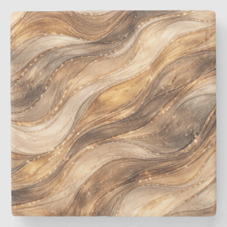 Golden Copper Waves Abstract Pattern Leggings Stone Coaster