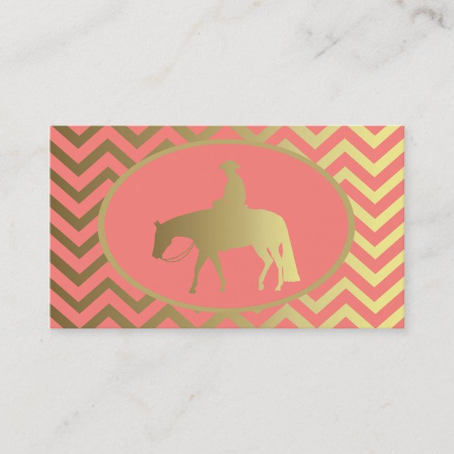 Golden Coral Chevrons Western Pleasure Horse Business Card (Front)