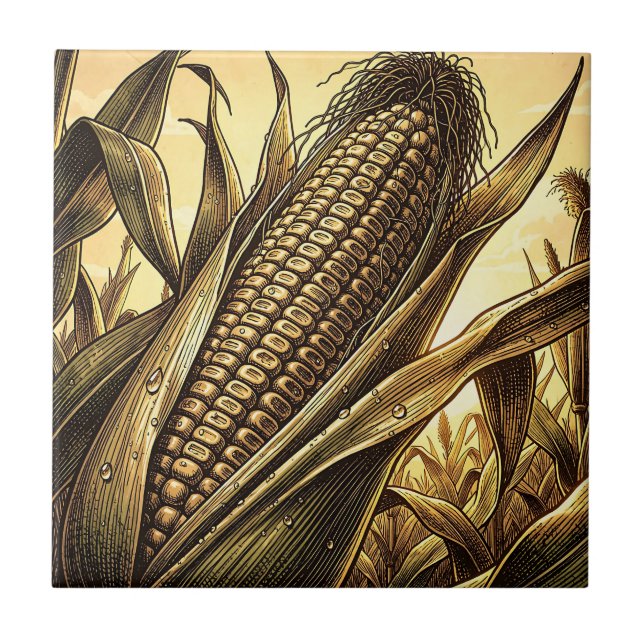 Golden Corn Cob Harvest  Tile (Front)