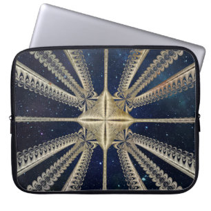 Golden Cosmic Chains Fractal Laptop Sleeve