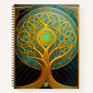 Golden Cosmic Tree Of Life Notebook