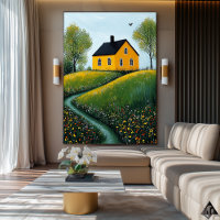 Golden Cottage Retreat – Naïf Cosy Countryside Art